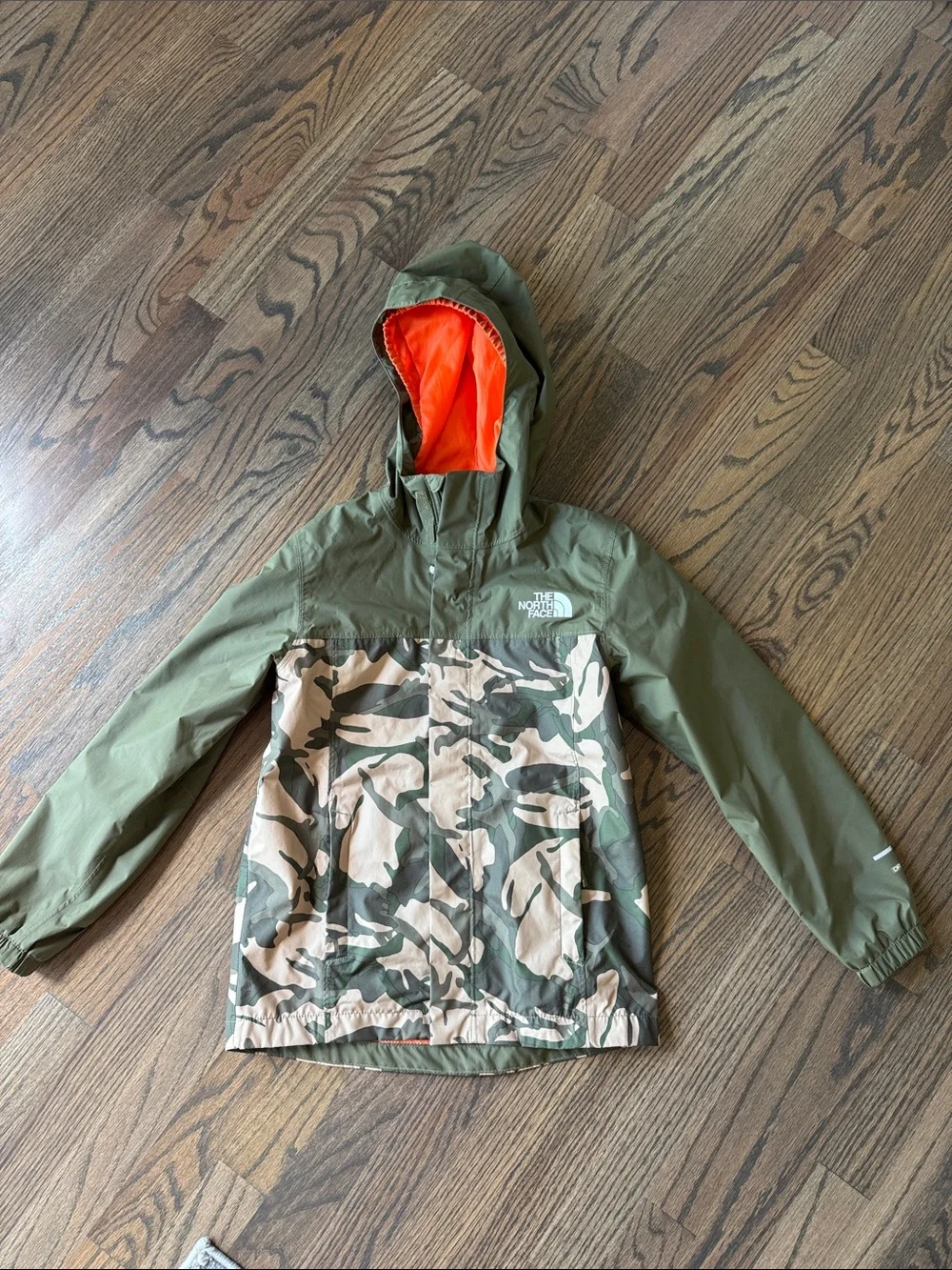 Boys The North Face Green Camo Rain Jacket